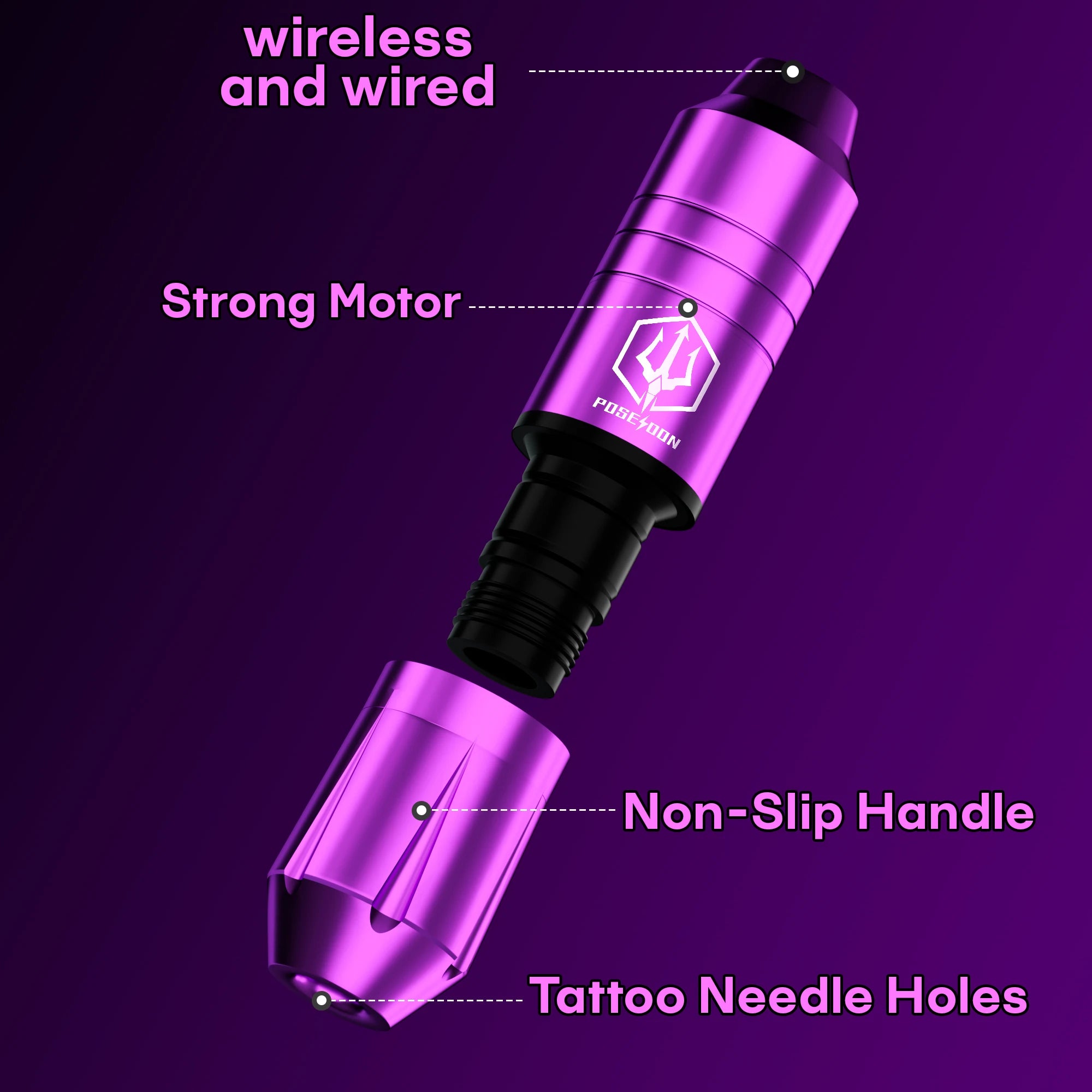 Tattoo Kit POSEIDON Best New Tattoo Pen Kit For Permanent Makeup Tattoo Machine Wireless Tattoo Power Supply Tattoo Gun Kit
