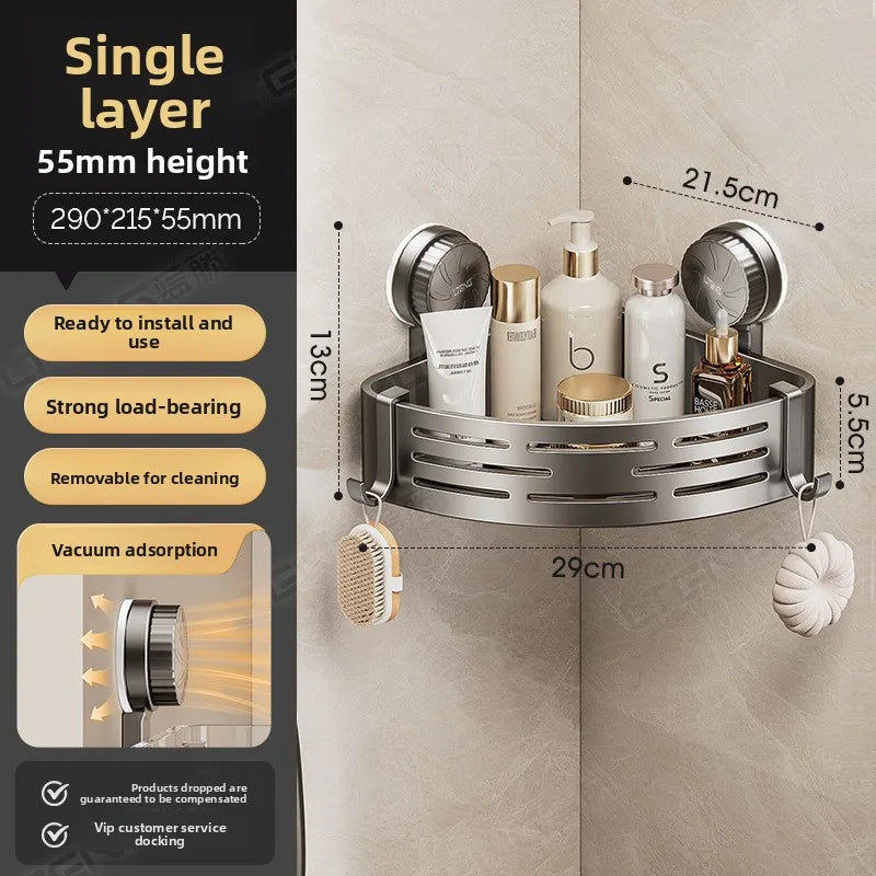 Bathroom suction cup triangular basket storage rack, bathroom washbasin corner, no need to drill holes, wall-mounted toilet