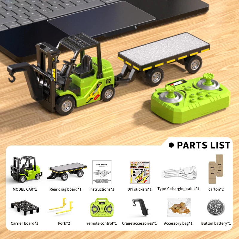 1/64 RC Trucks Alloy Forklift Mini APP 2.4G Rc Cars Remote Control Construction Engineer Vehicle Toys for Boys Adults Kids Gifts