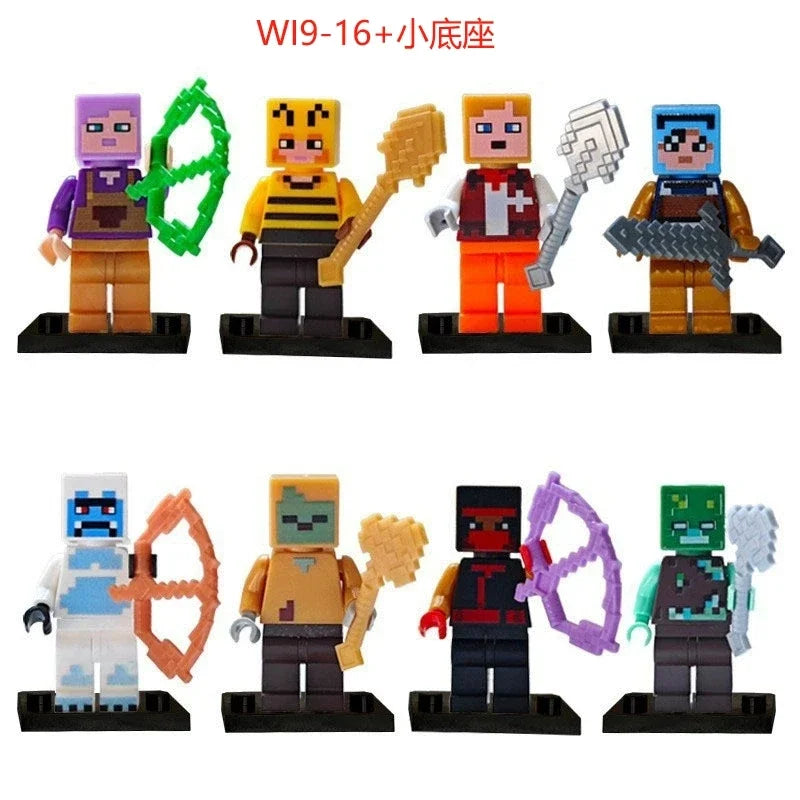 17 Styles Minecrafte Building Blocks Set I/Wi Series 8PCS Set MC Non Repetitive DIY Assembled Toy Birthday Gift action figure