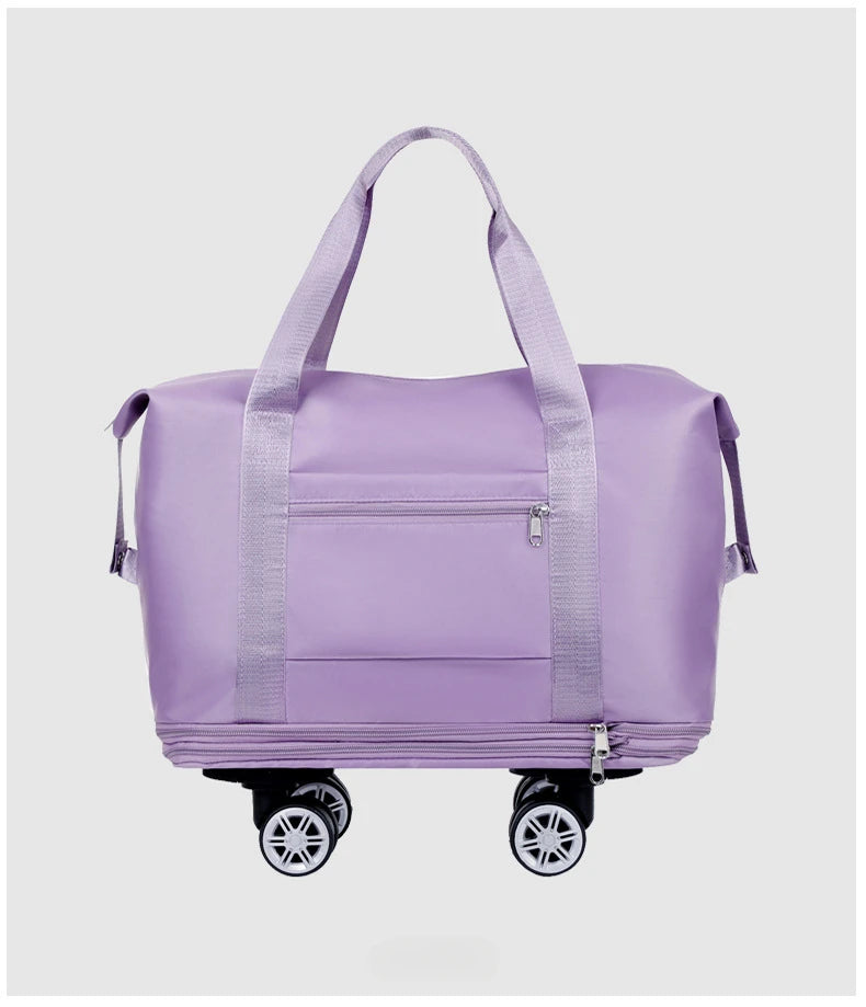 Universal Wheel Expandable Luggage Large Capacity Lightweight Travel Fitness Bag with Dry And Wet Separation Storage