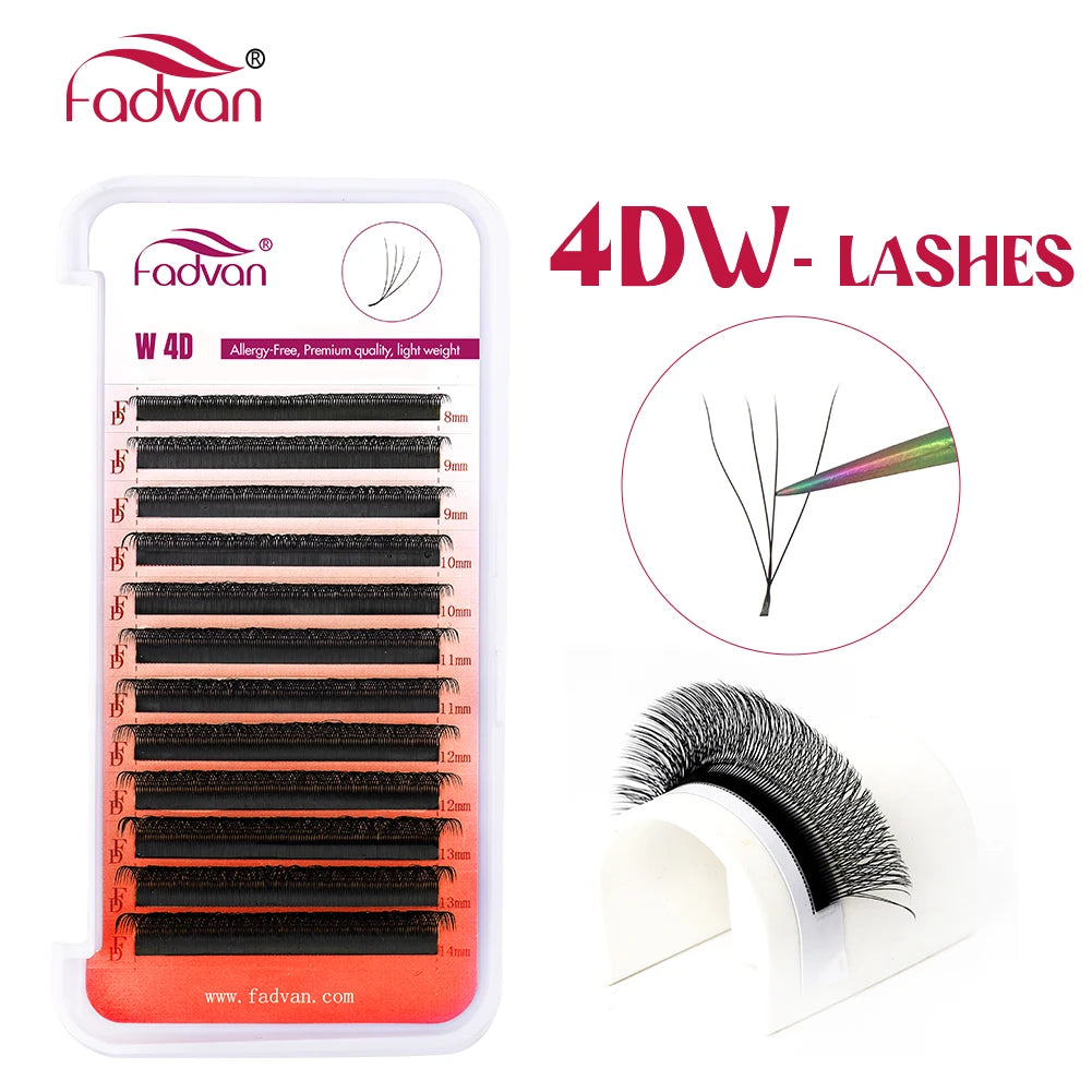 FADVAN 4D W Shaped C/D Curl Eyelash Extension Premade Volume Fans Soft Gradient Mink Easy Embellish Natural False Eyelashes