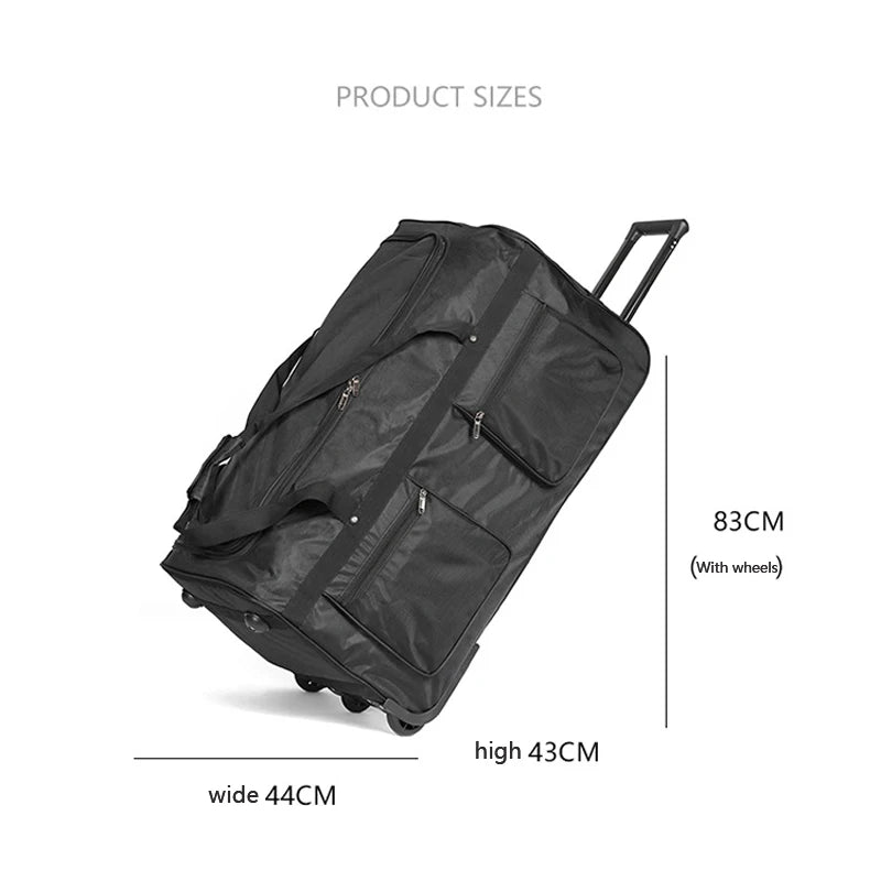 Large Capacity 150L Rolling Luggage Trolley Bags with Wheels Waterproof Oxford Duffel Bag Wheeled Bag Travel Suitcase Luggage