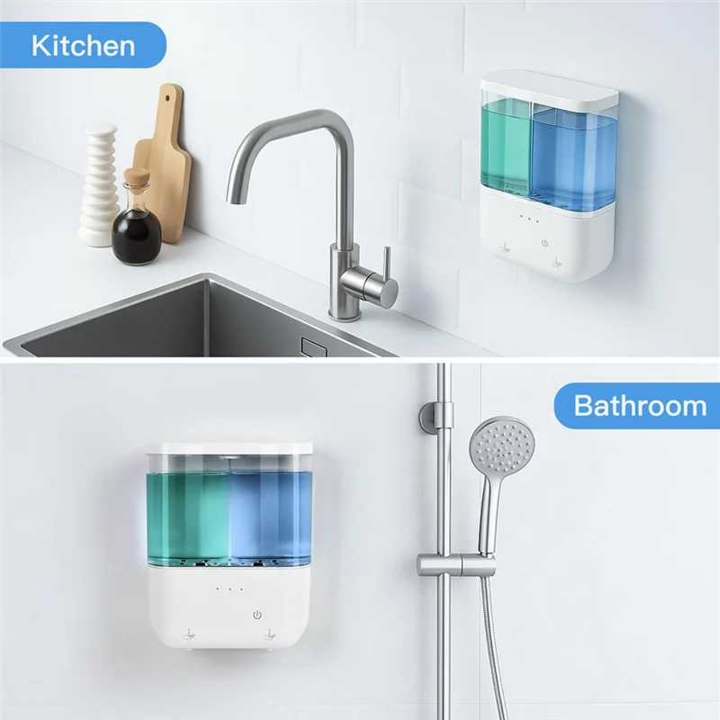 B89B-Touchless For Home Hotel Commercial Dish Soap Dispenser, Automatic 2 X 500Ml Dual Sensor For Liquid Soap Pump