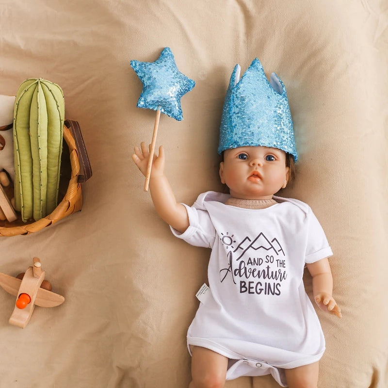 Baby Teddy Velvet Balloon Crown Hat Headwear Star Fairy Stick Happy Birthday Party Decoration Newborn Photography Accessories