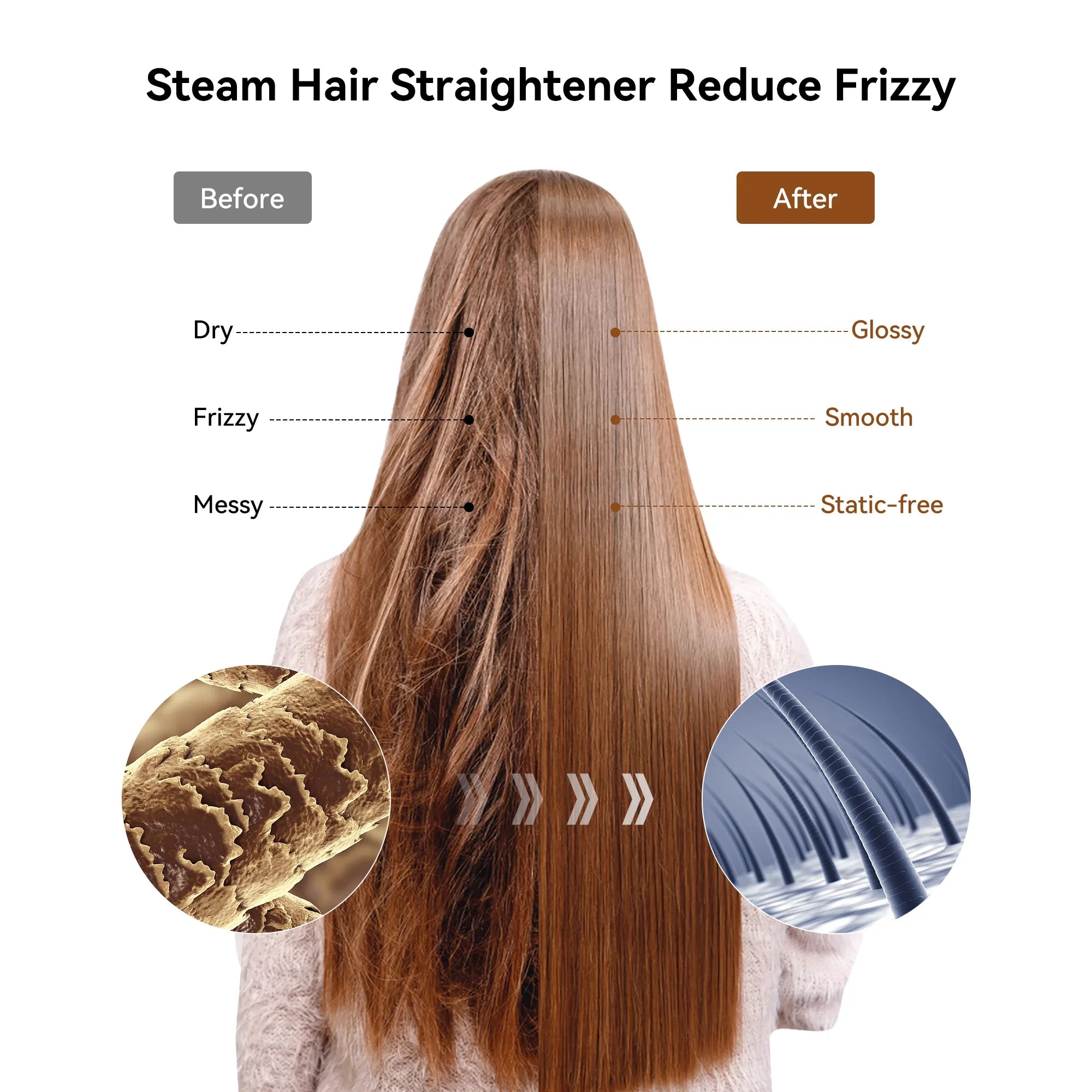 Steam Hair Straightener Professional Salon Nano Titanium Ceramic Steam Flat Iron Hair Straightening Irons for Smooth