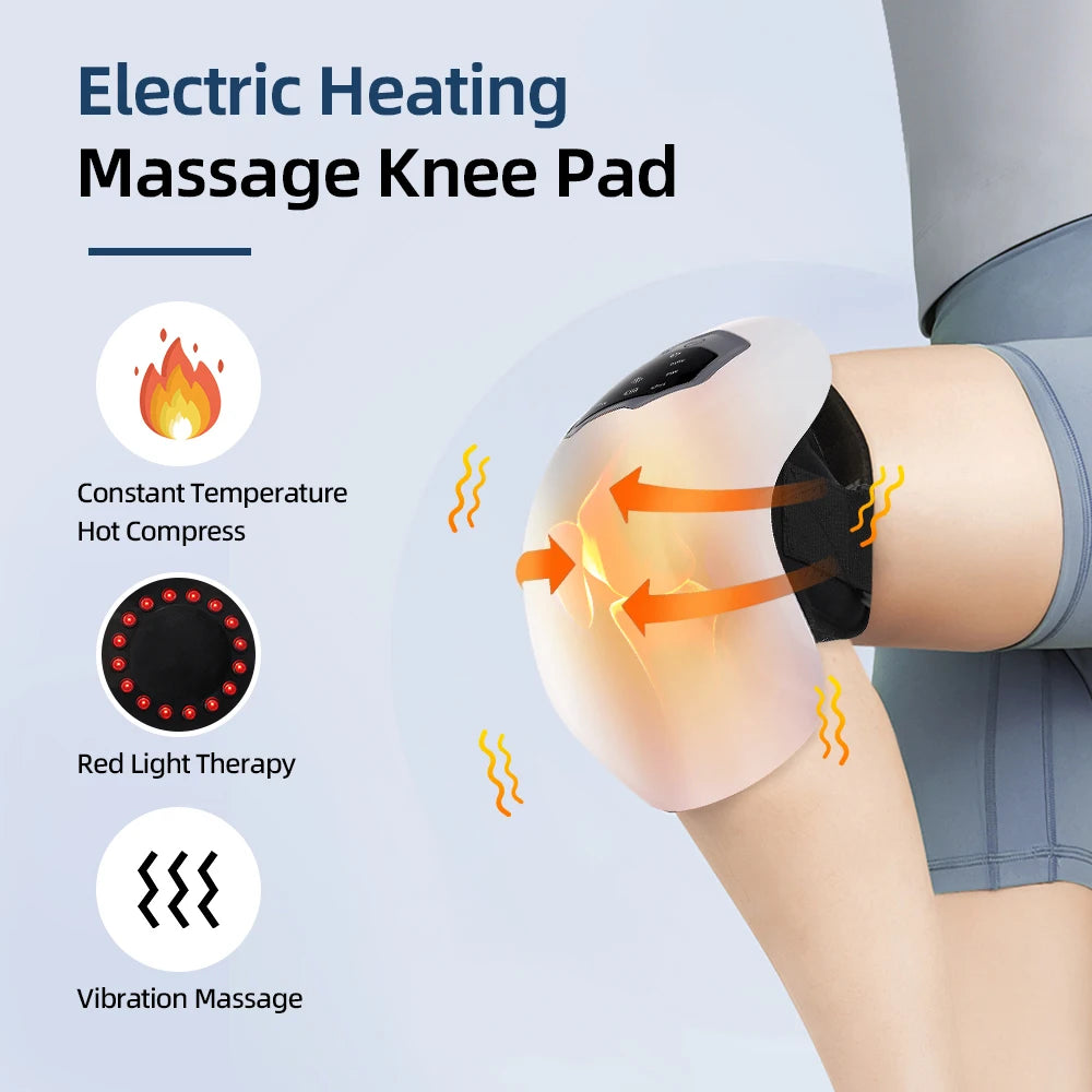 Heated Vibration Knee Massager for Joint Electric Knee Brace Red Light Knee Care Home Office Airbag Relaxing Treatment Knee Pad