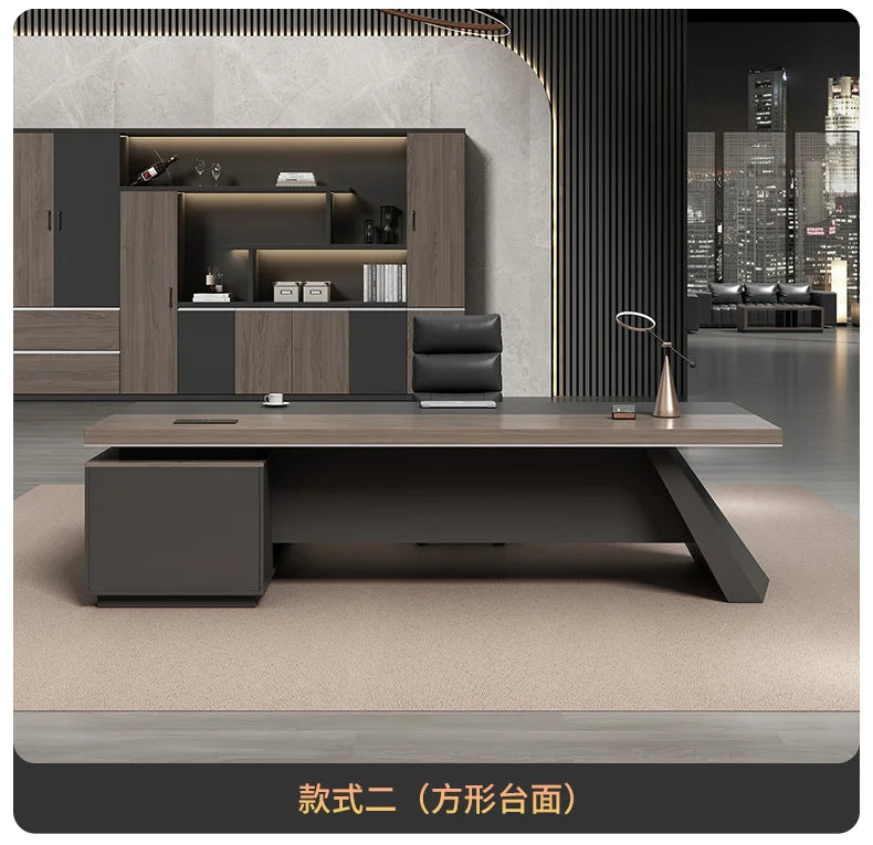 Executive Desk Office Setup Modern Design Wooden Surface Leadership Office Business Space Management Room