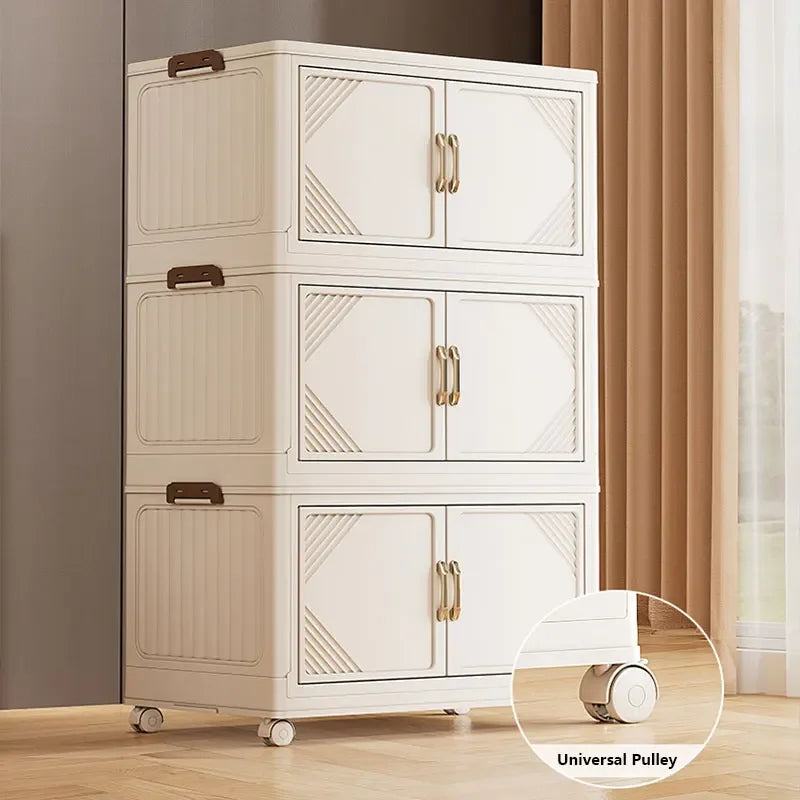 45/55/65cm Length Multifunction Folding Storage Cabinet Dustproof Wardrobe Large Capacity Sundries Cabinet