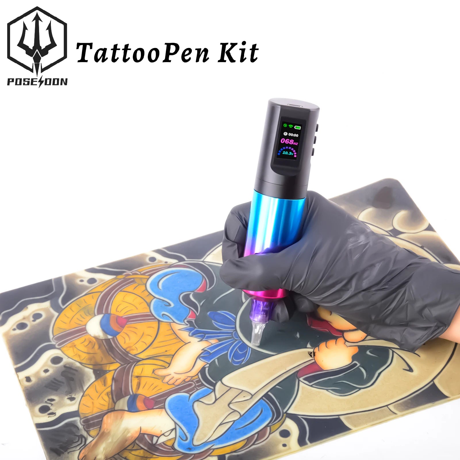 Tattoo Kit POSEIDON Gradient Color Tattoo Gun Kit For Permanent Makeup Tattoo Machine Kit Wireless Tattoo Power Supply Tattoo Ki