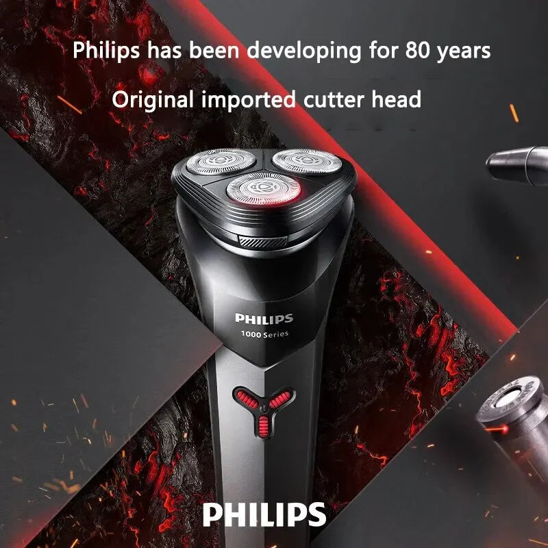 Philips New S1113 Electric Shaver Men Fast Shaving Beard Trimmer USB Charging IPX7 Ergonomic Design Triple Floating Head Razor