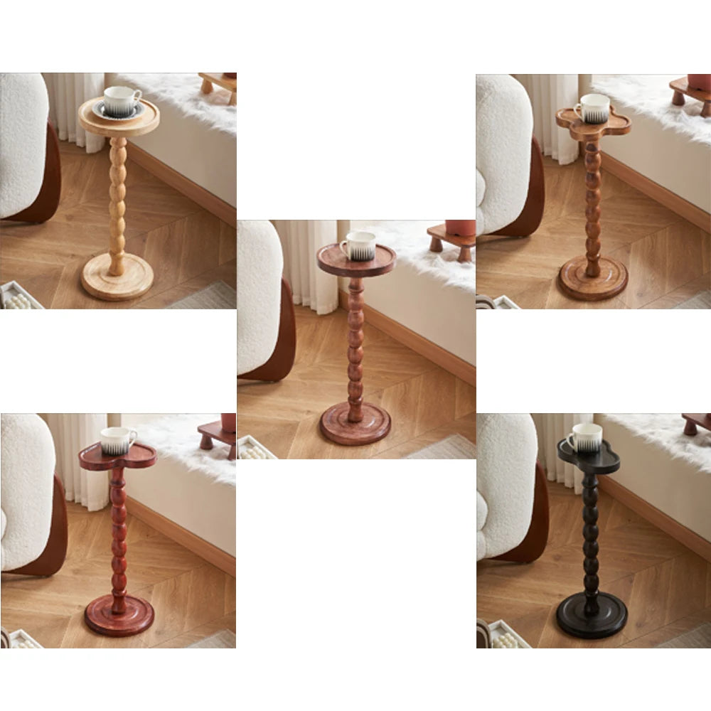 Solid Wood Corner Side Table Luxury Multi-Functional Table for Sofa/Bedside With Storage Shelf Candle Holder Modern Living Room