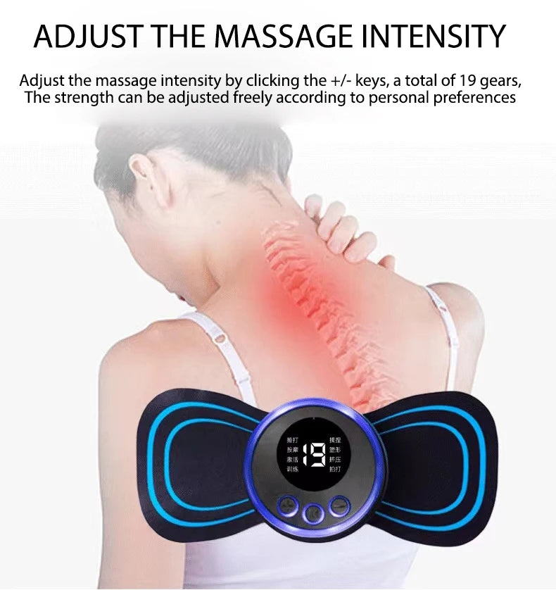 Mini Neck Massager Electric Muscle Stimulator Cervical Massage Patch Pain Relief Relaxation Tool Muscle Stimulator Patches