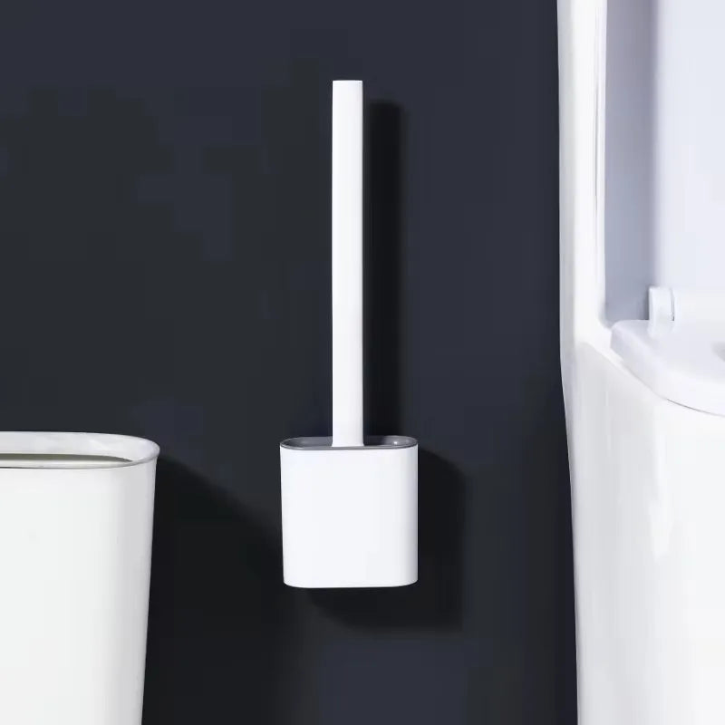 1PC Black Wall Mounted Toilet Brush Silicone Flat Brush Head Toilet Brush Cleaner Brush Set Toilet Cleaning Brush Bathroom