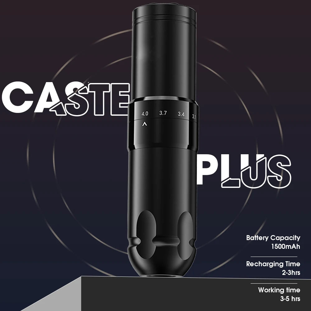 Caster Plus Adjustable Wireless Cartridge Tattoo Machine Pen 1500mAh Wireless Battery  Led Display for Cartridge Tattoo Needles