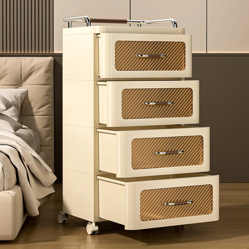 Storage Cabinet Drawer Style Household Snack Toy Storage Cabinet Mobile Layered Small Cart Storage Rack Removable Nightstand
