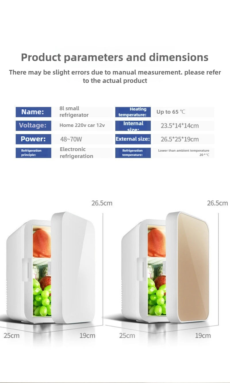 Portable Car Refrigerator 8L Mini Small Dormitory Can Be Used Car and Home Dual-purpose Semiconductor Refrigeration Refrigerator