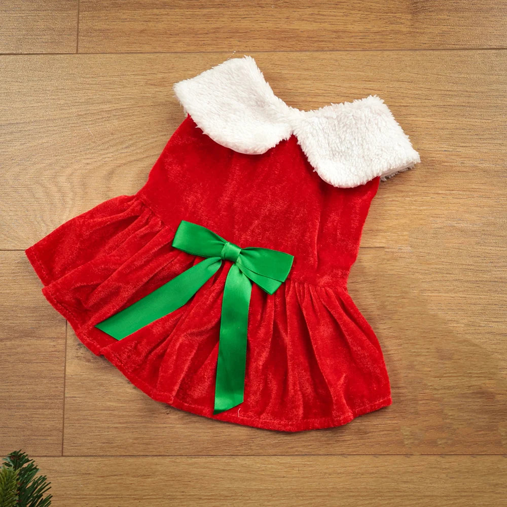 Christmas Dog Dress Pet Christmas Costume Cat Clothes Girl Puppy Xmas Holiday Party Cosplay Outfit Winter Apparel for Small Dogs