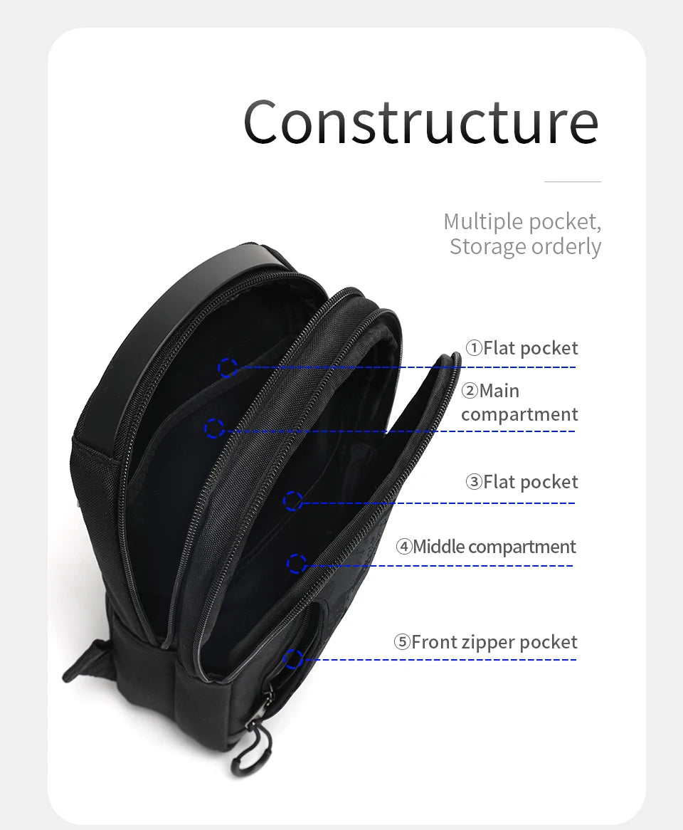 Tigernu Chest Bags For Men Cool Style Men Shoulder Bag 9.7inch IPad Bag Casual Male Crossbody Bag Lightweigt Mini Bags Messenger