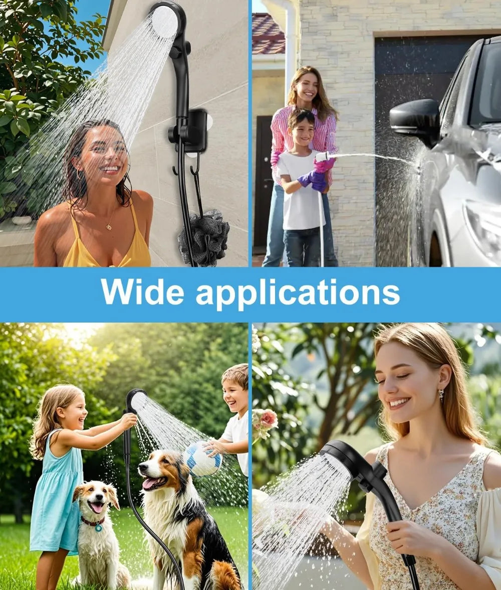 Portable camping shower equipment, 6000mAh rechargeable, LED display screen, outdoor simple electric mobile shower set