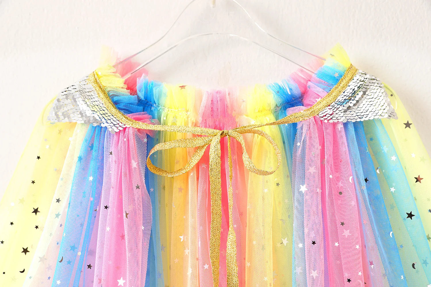 Christmas Halloween Girls Cloak Outerwear One Size Sequins Shawl Kids Coat for Birthday Party Beach Rainbow Princess Costume