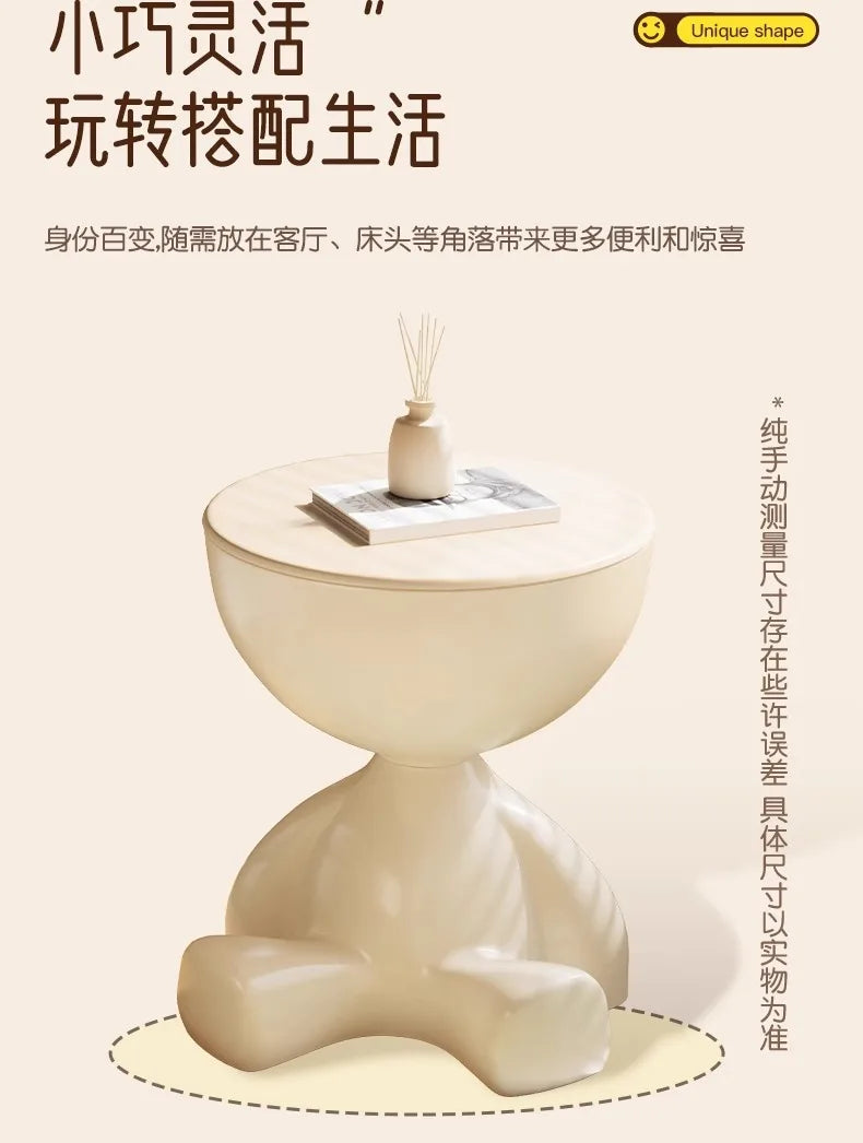 37*41cm Creative Bedside Table Home Sofa Side Shelf Bedroom Balcony Movable Mini Bear Table Coffee Table