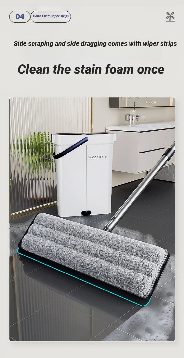 JOYBOS Spin Hand Free Flat Mop 33cm With Bucket Set Floor Cleaning Wet&Dry System Separation For Living Room Toilet Home Mops