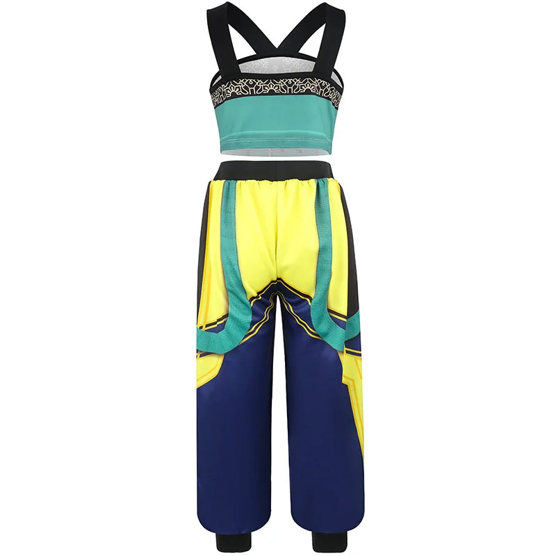 Girl Devil Hunter Pop Singer Embroidered Coat Top Shorts Tassel Necklace 4-piece Halloween Stage Set 4-12-year-old Girl Clothes