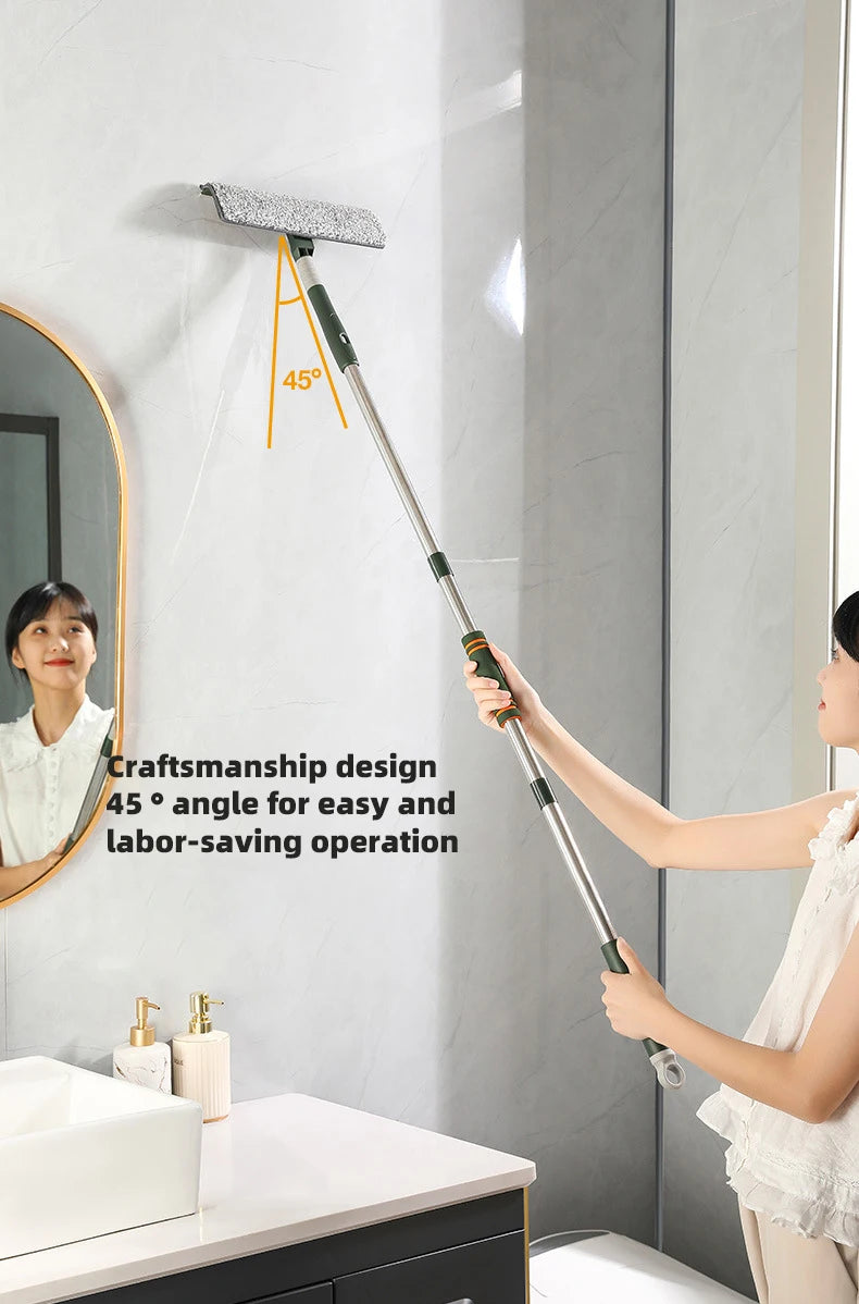 72-226CM Extended Window Cleaning Tool Glass Cleaner Mop with Silicone Scraper Window Cleaning Brush Household Cleaning Tools