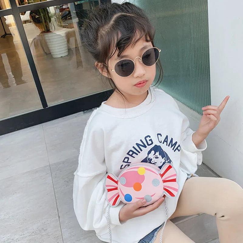 Cute Candy Children Messenger Bag Princess Girl Mini Handbags Pu Leather Coin Purse  Chain Purses Kids Crossbody Shoulder Bags