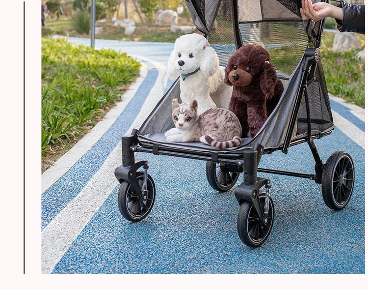 Foldable Medium To Large Pet Stroller with A Load-bearing Capacity of Up To 55kg Providing Ample Space for Elderly Dogs 2025 New