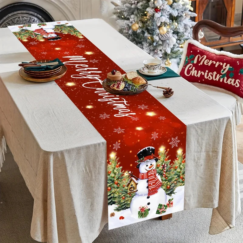 Christmas Table Runner Christmas Party Decoration 2025 Xmas Santa Claus Snowman Table Runner Navidad Natal New Year Gift 2026