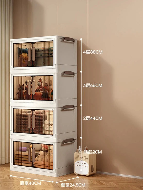 Free Installation Storage Cabinet Living Folding Storage Box Organizer Clothes Livin Dress Room Folding Snack Cabinet with Wheel