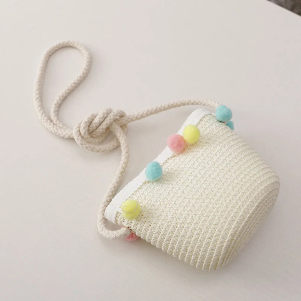 Kids Cute Hand Bag Children's Weave Shoulder Bags Fashion Straw Cross Bag For Girls Made From Natural