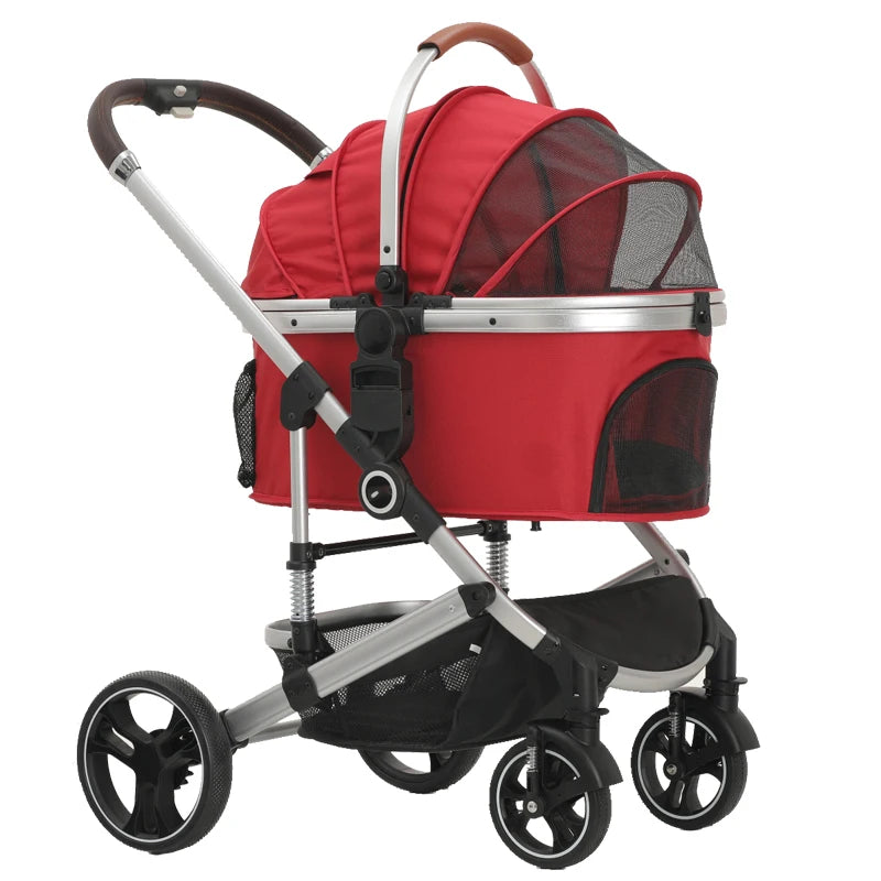 Factory Wholesale Pet Stroller and Carrier Luxury 4 Wheels Pet Portable Folding Travel Dog Trolley for Big and Small Dog