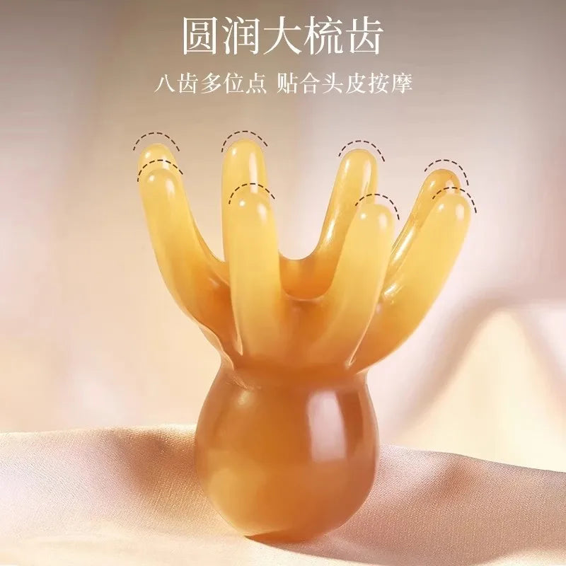 Octopus Massage Comb Resin Head Meridian Scraping Scalp Massage Brush Acupuncture SPA Gua Sha Massage Comb for Fatigue Relief