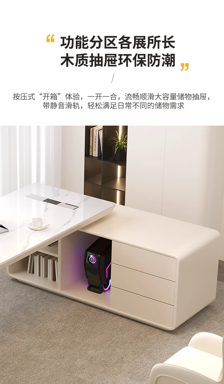 White minimalist office desk modern Elegant high-end design executive desk Mid century luxurymesa ordenador interior furniture