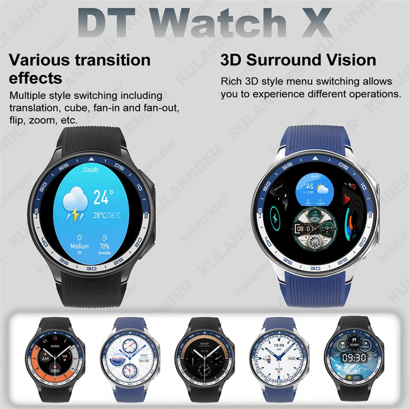 2025 Smart Watch DT Watch X Business Men Women Ablum Local MP3 MP4 Video Music Smartwatch 3D AOD USB Modes Photo For OPPO Watch