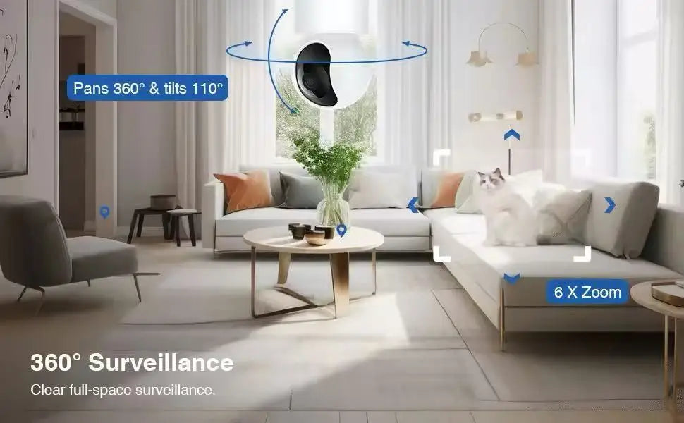 IMILAB C21 2.5K IP Security Camera MiHome App 360° Night Vision Baby Monitor with App, 2-Way Audio, AI Detection