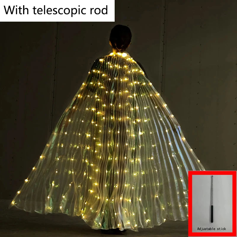 LED Luminous Butterfly Wing Belly Dancing Performance Costumes Stage Show Christmas Party Lighting Cloak Luminous Butterfly Wing