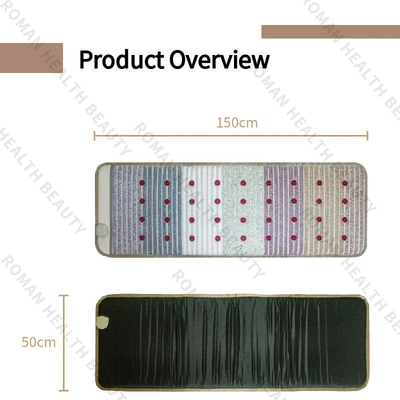 150×50cm Far Infrared PEMF Magnetic Therapy Bio-Crystal Mat Chakra Energy Photon Massage Cushion with Heating Long Wave Tech