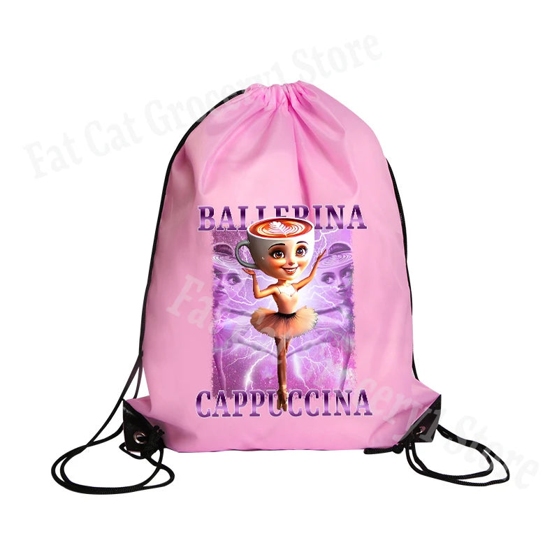 Tralalero Tralala Drawstring Backpack Tungtung Sahur Brainrot Kids Cartoon Travel Shoulders Bag New Outdoor Sport Rucksack Gift