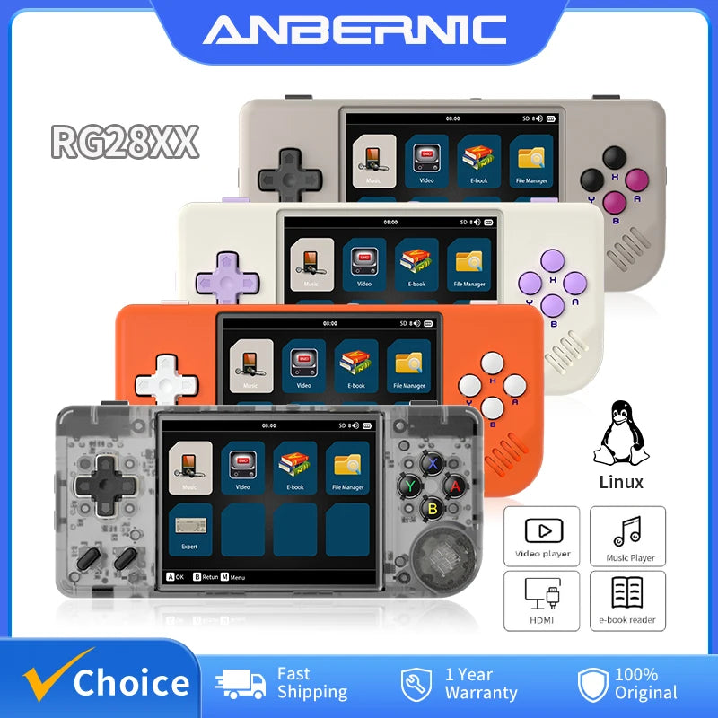 ANBERNIC RG28XX Handheld Game Console 2.83" IPS Screen Linux Retro Video Gaming Console 3100mAh Battery 5000 Games Support H-DMI