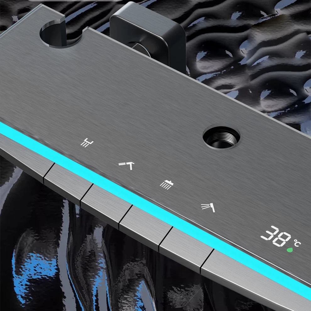 Hot Cold Piano Digital Shower Set 12 Inch Rainfall Shower Head Brass Bathtub Mixer Faucet Thermostatic Bathrooom Shower System