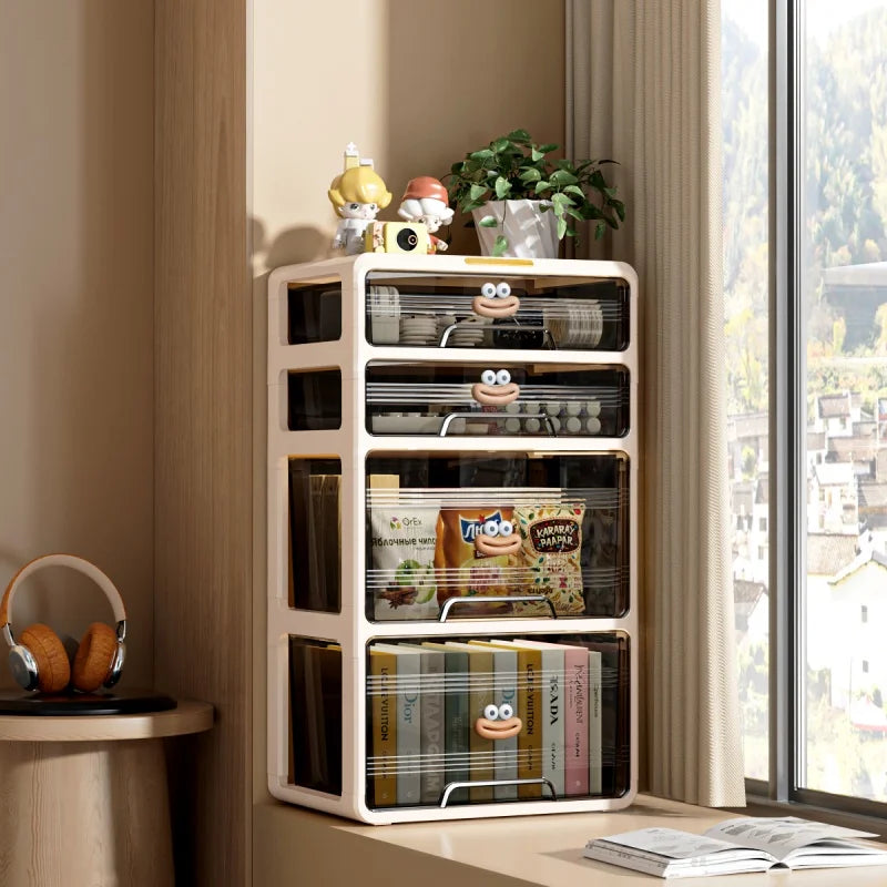 Window-side storage cabinet, transparent storage cabinet that doesn't require installation, large-capacity bedroom storage box