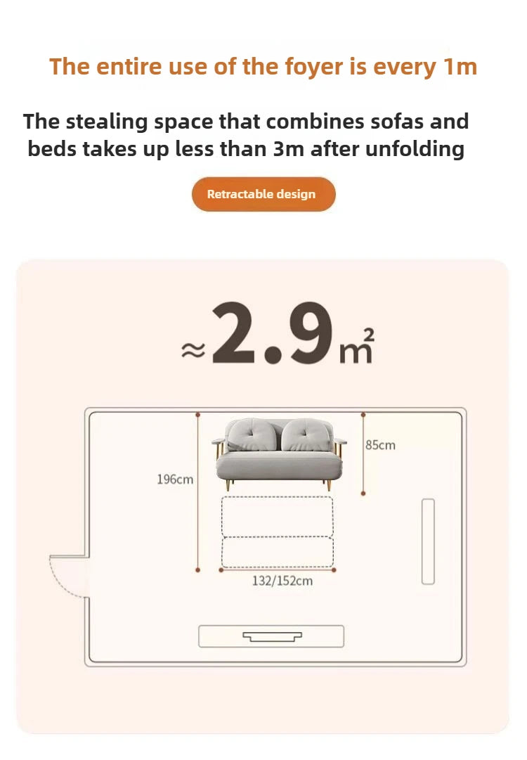 Foldable Balcony Latex Sofa Bed Dual-use Small Unit Double Living Room Light Luxury Cream Style Multifunctional Small Sofa