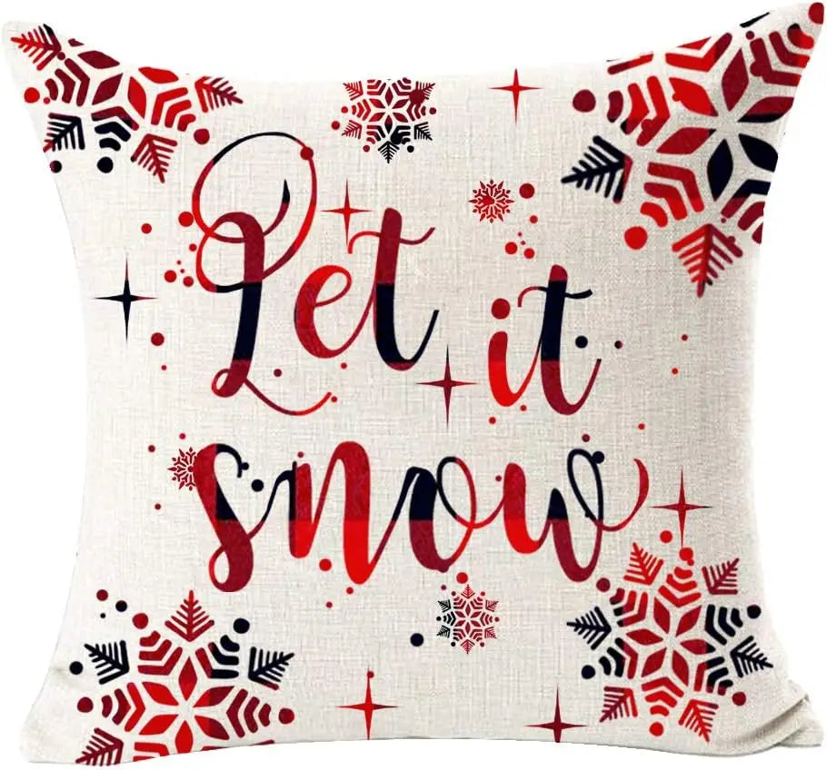 Merry Christmas snowflake red bear linen decorative pillow cover home sofa decorative cushion cover  cushion cover 45x45