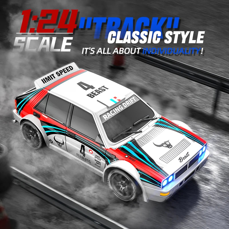 2025 New 4WD RC Car 1:24 Scale Four-wheel Drive Drift With Two Speed Settings 20 km/h LED Light Children Toys Rechargeable SG204