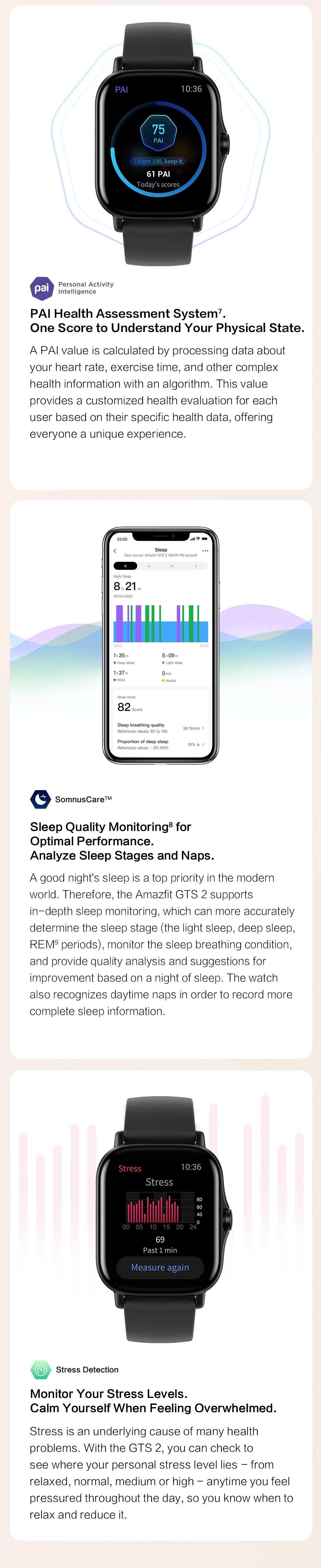 [New Version ] Amazfit GTS 2 Smartwatch 43mm All-round Health and Fitness Tracking Smart Watch Alexa Built-in