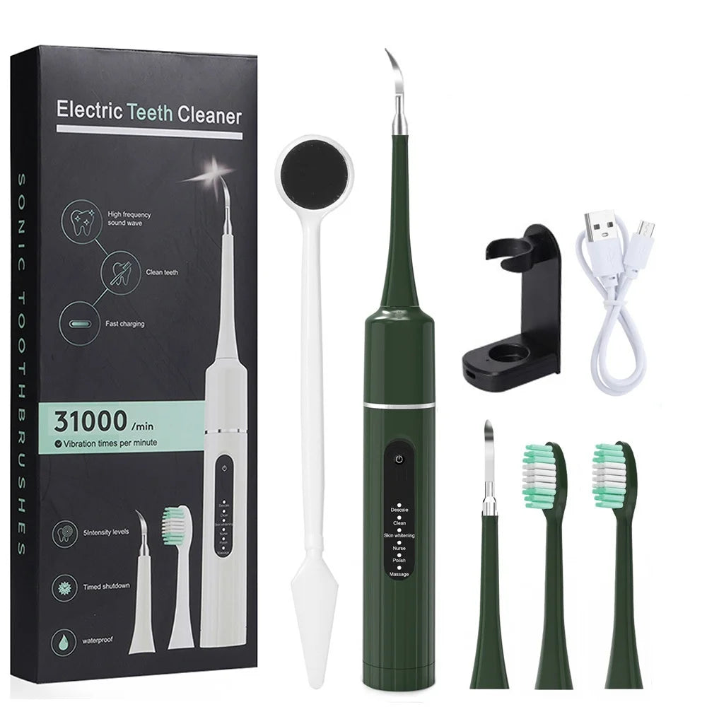Sonic Electric Toothbrush - Dual purpose dental cleaner, home portable calculus removal care and toothbrush tool